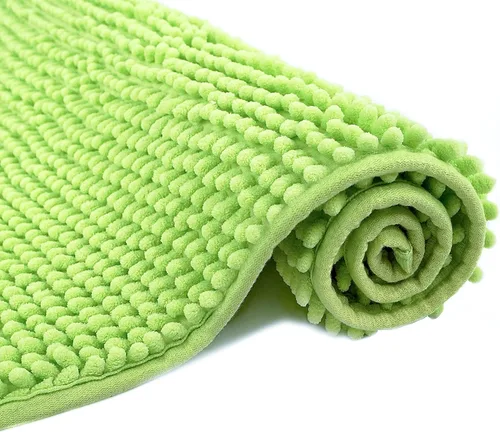 Vista 7 de Chenille Bath Mat Microfiber Floor Mat Baby Bath Mat for Kids Washable Bathroom Dry Fast Water Absorbent Shower Mat Area Rug (15.3" x 23.2", Red)