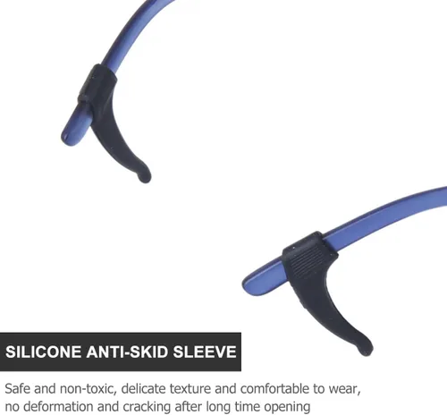 Vista 8 de Kit de 10 pares de ganchos de silicona antideslizante para gafas, funda antideslizante para gafas, juego de patas de silicona negra para un ajuste