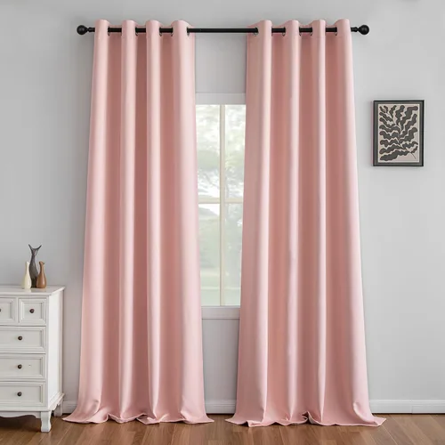 Vista 19 de IGEMAEVE Cortinas opacas para dormitorio con ojales, beige, 52 pulgadas