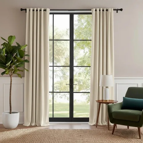 Vista 31 de RYB HOME Cortinas de terciopelo 100% opacas para sala de estar, cortinas de guardería con bloqueo de luz, 2 paneles, cortinas de ventana con Beige