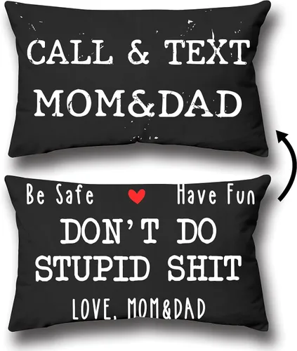 Vista 11 de Funda de almohada decorativa reversible con texto en inglés "Call Your Papa Be Safe Have Fun Don't Do Stupid" de 12 x 20 pulgadas, funda de cojín