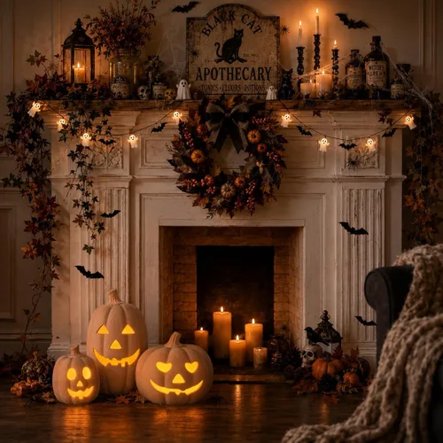 Vista 6 de NUPTIO Decoración de Halloween de calabaza de terracota: 7.5 "H Jack O
