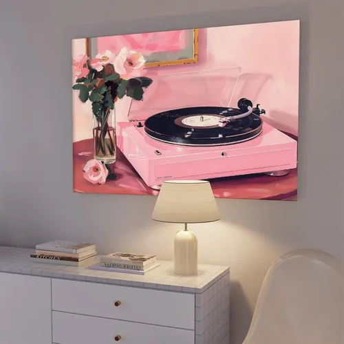 Vista 7 de YFET Tocadiscos vintage Y2K Room Flowers Pink Retro Music Lover Preppy Room - Póster artístico de pared y arte de pared, póster moderno