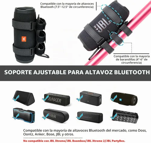 Vista 2 de Soporte de altavoz portátil para altavoces Bluetooth inalámbricos con circunferencia de 7.5''-12.5'', correa ajustable impermeable, soporte