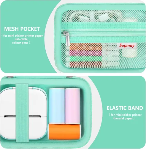 Vista 4 de Funda de impresora adhesiva compatible con Memoking T02/para iDPRT/para Phomemo/para Anycash/para Ponek/para Cabaro Mini Impresora Pegatina, Mini