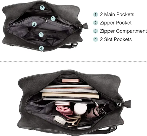 Vista 4 de Tote Bag for Women PU Leather Shoulder Bags Fashion Hobo Bags Large Purse and Handbags with Adjustable Shoulder Strap