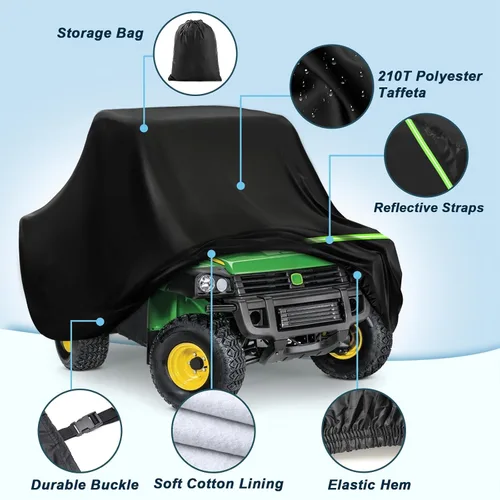 Vista 4 de Gator - Funda impermeable para John Deere Gator HPX615E/HPX815E con OPS/Cab, 210T, protección contra el sol, lluvia, polvo, nieve, todo