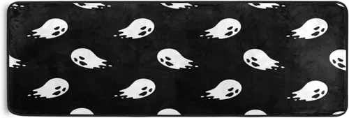 Vista 8 de Tapete de cocina de fantasmas espeluznantes de Halloween, tapete de cocina, tapete antideslizante para puerta de lavandería, tapete suave
