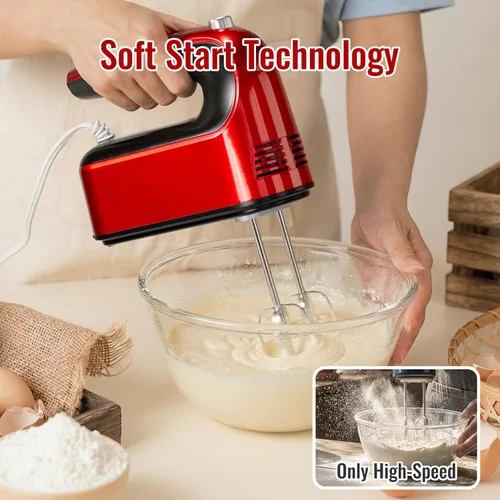 Vista 4 de CBQ Hand Mixer Electric, 9 Speed 400W Handheld Mixer with Digital, Touch Button, Turbo, Snop-On Storage Case, 5 Stainless Steel Accessories, Hand