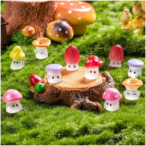 Vista 5 de 24 piezas de mini hongos de resina, estatua de hongos pequeños, figuras falsas de hongos en miniatura para jardín de hadas, accesorios de terrario