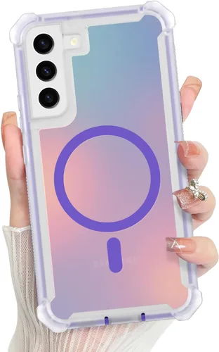 Vista 450 de Bonoma - Funda compatible con Samsung Galaxy S21 Plus, diseño de corazón con purpurina, color rosa Support for MagSafe, Plating Magnetic Case TPU
