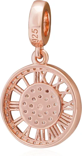 Vista 2 de Abalorios de oro rosa de plata de ley 925 con diseño de pluma y carruaje de calabaza, cuentas colgantes