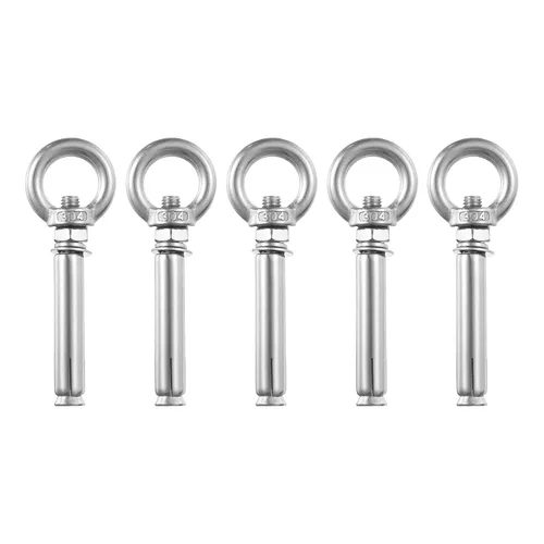 Vista 31 de uxcell Aro de elevación de la expansión, 8pcs M6x50mm 304 tornillo de expansión de acero inoxidable con anillo de ojo para pared de ladrillo