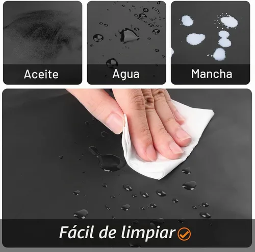 Vista 5 de Gotega Waterproof Rubber Apron Adjustable Dishwasher Apron Negro con 2 bolsillos