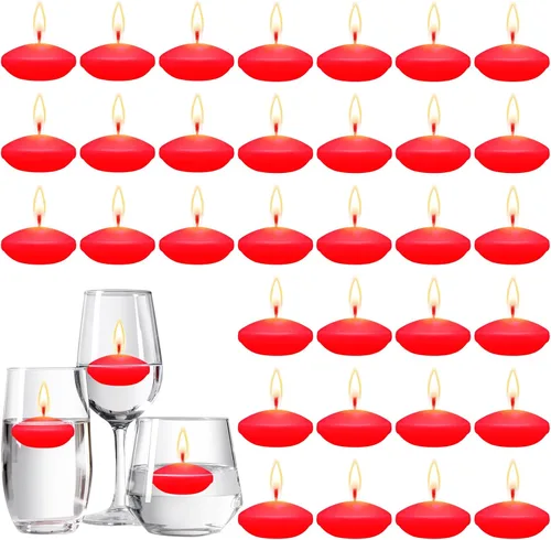 Vista 8 de Nuanchu - 30 velas flotantes sin perfume de 1.5 pulgadas para centros de mesa Votive Candles Decor, Anniversary Centerpieces, Stable Water