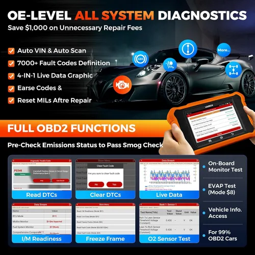 Vista 2 de LAUNCH Creader Elite V2.0 para escáner Land Rover Jaguar OBD2, herramienta de diagnóstico de sistemas completos bidireccionales, todos los servicios