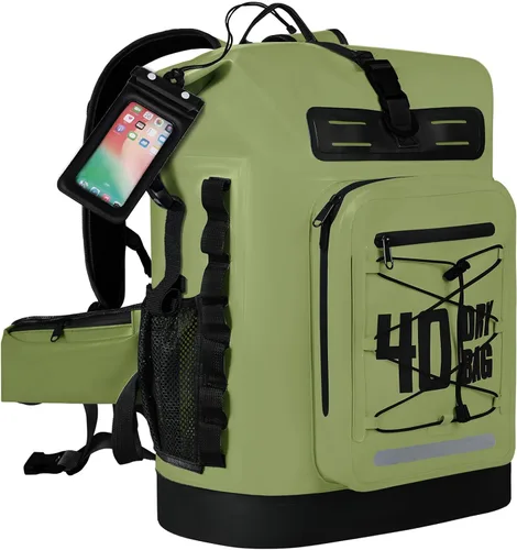 Vista 43 de MORXPLOR Bolsa seca impermeable, 5L/10L/20L/30L/40L/55L Mochila seca con funda impermeable para teléfono para natación, kayak