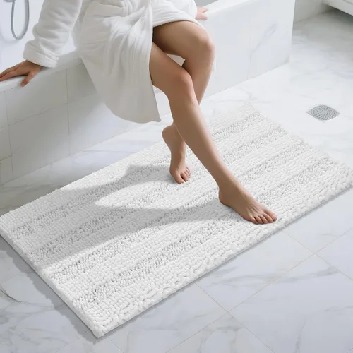 Vista 15 de Yimobra Tapetes de baño lavables, de chenilla súper suave y absorbente, para suelo y alfombra, de secado rápido, antideslizante, para bañera y Beige