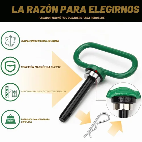Vista 3 de Pasador de Enganche Magnético, Pasadores de Enganche de Remolque de Cortadora de Césped de 1/2 Pulgada - Pasador de Puerta de Remolque Magnético
