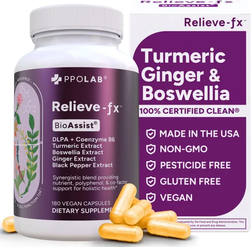 Vista 10 de Relieve-fx DLPA Boswellia - Suplemento de jengibre y cúrcuma para la salud de la inflamación, corazón, intestino, calambres, articulaciones