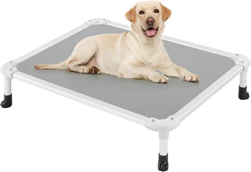 Vista 10 de Veehoo Cama elevada para perros a prueba de mordidas - Cuna elevada refrescante para mascotas - Marco de aluminio plateado y tela de malla