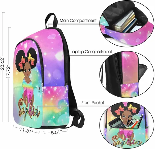 Vista 5 de M YESCUSTOM Mochila personalizada con nombre, mochila escolar para adolescentes, niñas, niños, mochila colorida para viajes escolares, 0627-01