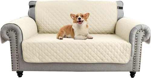 Vista 9 de UNBBRRL Funda de sofá reversible para perros y gatos, funda impermeable para muebles para mascotas y niños, protector de sofá con correas elásticas