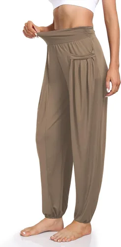 Vista 3 de Pantalones deportivos tipo harén para mujer, cintura alta, casuales, holgados, para entrenamiento, yoga, holgados, cómodos, con bolsillos