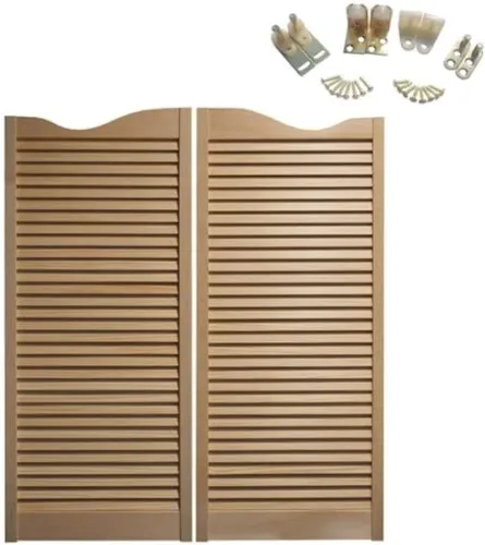Vista 8 de Puertas batientes interiores prefabricadas, puertas batientes de madera de pino de 1-1/8 pulgadas de grosor, puertas de salón con bisagras, puerta