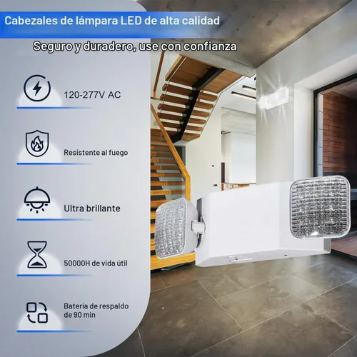 Vista 2 de Luces de emergencia LED con batería de respaldo, certificado UL 924