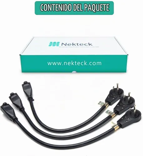 Vista 8 de Nekteck - Cable de extensión de 1 pie de enchufe plano giratorio de 360°, cable de alimentación de 3 clavijas 14AWG/15A, cable de alimentación