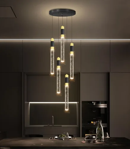 Vista 17 de Iluminación colgante moderna de 3 luces LED de cristal para isla de cocina, luz colgante regulable con control remoto 3000K-6000K para comedor sobre