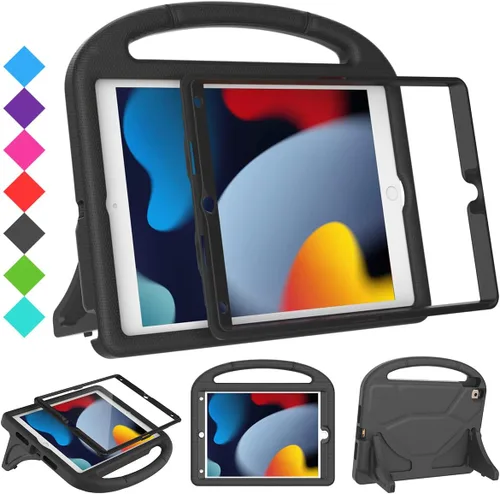 Vista 12 de SUPLIK Funda para niños para iPad de 9ª/8ª/7ª generación - 10.2 pulgadas 2021/2020/2019 Funda con protector de pantalla integrado, asa resistente a