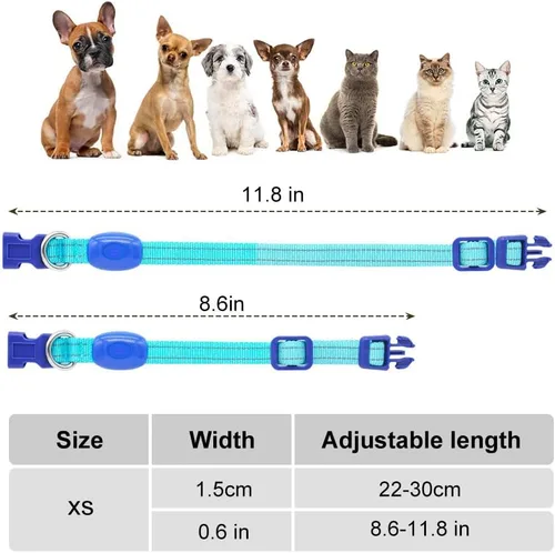 Vista 4 de Collar de perro iluminado para perros pequeños, collar de perro con luces LED recargables de seguridad, totalmente ajustable, que brilla