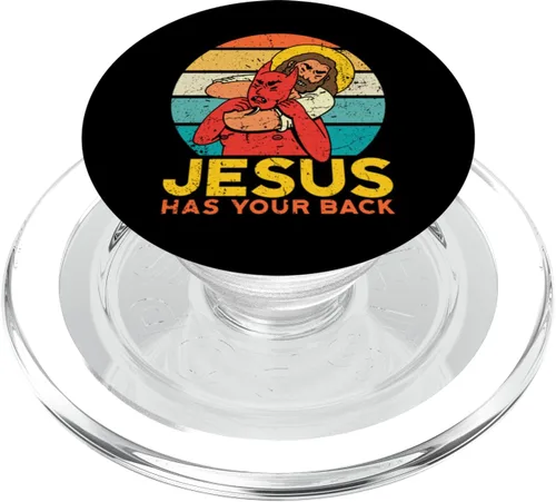 Vista 8 de Jesús tiene tu espalda Jiu Jitsu Retro Christian Funny Meme PopSockets PopGrip intercambiable