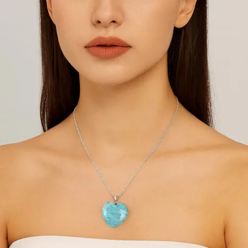 Vista 2 de Gempires Love - Collar con colgante de cristal de corazón para mujer, chapado en plata, cadena ajustable de 18 + 2 pulgadas