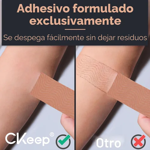 Vista 3 de CKeep Cinta de kinesiología, sin cortar, 2 rollos, cinta elástica de algodón original de alta calidad, sin látex, hipoalergénica, 2 pulgadas x 16