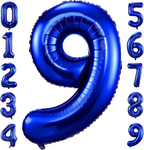 Vista 20 de Globos de número 0 azul marino, 40 pulgadas, globos de cumpleaños grandes de papel aluminio brillante azul oscuro, globos digitales de número