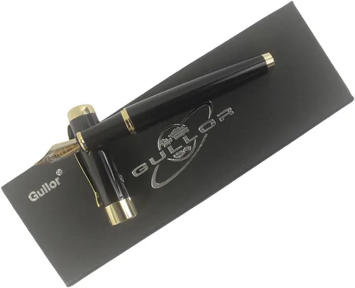 Vista 7 de Gullor Jinhao 18KGP - Pluma estilográfica de punta media con convertidor de tinta, color negro