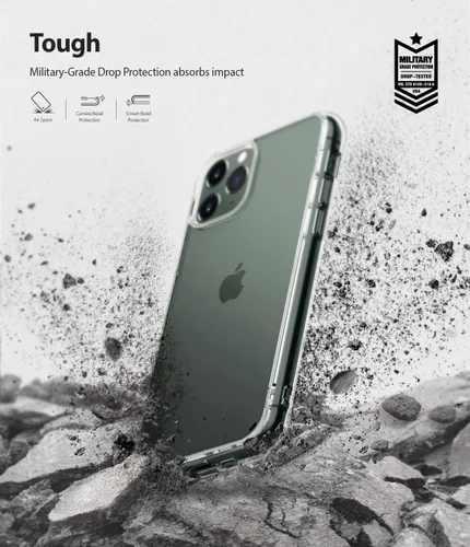 Vista 4 de Ringke Fusion - Funda compatible con iPhone 11 Pro, tecnología de alivio de impactos resistente, bisel elevado, transparente