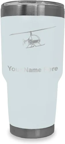 Vista 29 de LaserGram Vaso aislado al vacío de 20 onzas, helicóptero 2, grabado personalizado incluido (negro)
