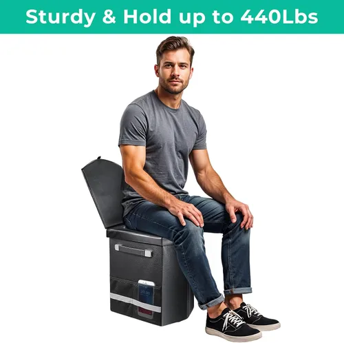 Vista 5 de 2025 Inodoro Portátil XL Mejorado para Adultos, Inodoro Alto de Camping con Tapa y Cómoda Bolsa de Transporte, Orinal Portátil para Acampar
