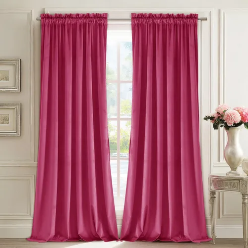 Vista 69 de JIUZHEN Cortinas de terciopelo beige de 63 pulgadas de ancho x 63 pulgadas de largo, cortinas de terciopelo retro suaves con bolsillo para barra