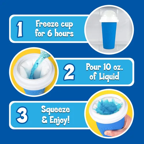Vista 3 de Nostalgia Kool-Aid Squeezy Slush - Taza para granizados instantáneos de cualquier bebida, refresco o jugo con cúpula y cuchara con pajita