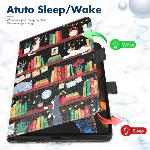 Vista 2 de Dteck Funda para Galaxy Tab S9 Plus/S8 Plus/S7 FE/S7 Plus de 12.4 pulgadas, función de reposo/activación automática de piel sintética con soporte