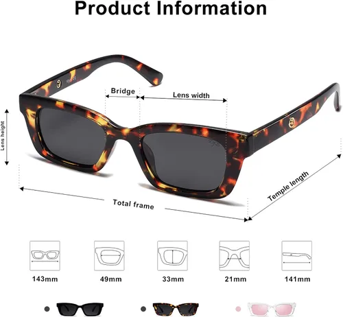 Vista 4 de SOJOS SJ2134 - Gafas de sol rectangulares para hombres y mujeres