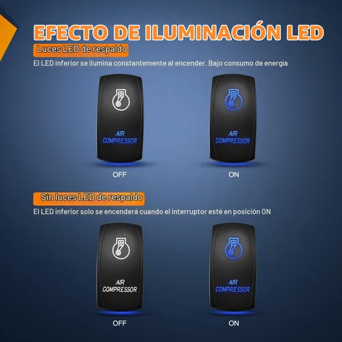 Vista 3 de Nilight - Interruptor basculante de compresor de aire con barra de luz LED, interruptores de 5 pines, láser encendido/apagado, interruptores SPST