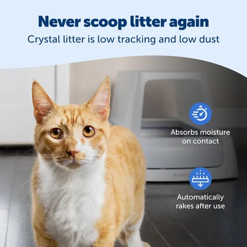 Vista 6 de Caja de arena para gatos PetSafe Legacy ScoopFree Crystal Pro autolimpiante automática - Caja de arena para gatos con entrada frontal, detección