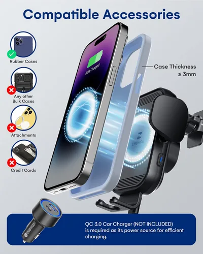 Vista 11 de ZeeHoo Cargador inalámbrico para automóvil, carga rápida de 15 W, soporte de teléfono de auto con sujeción automática, cargador de teléfono celular