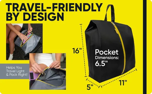 Vista 5 de Bolsas de viaje resistentes al agua para zapatos con dos bolsillos interiores Bolsa de almacenamiento para zapatos con cremallera y asa Bolsa